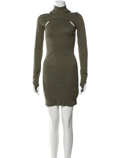 Pre-owned Helmut Lang Turtleneck Mini Dress In Green
