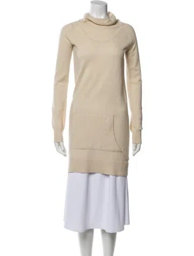 Pre-owned Helmut Lang Turtleneck Mini Dress In Neutral