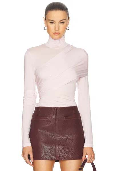 Helmut Lang Turtleneck Wrap Top In Dusty Pink