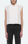 Helmut Lang Cap Sleeve Tuxedo Shirt In White