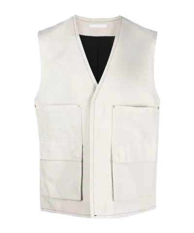 Helmut Lang Twill Cargo Gilet In Transparent