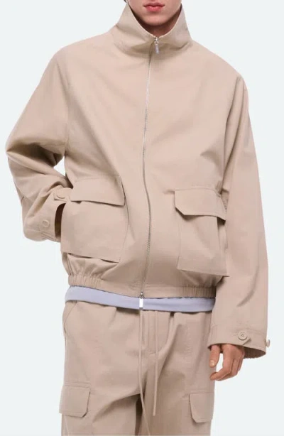Helmut Lang Twill Crop Utility Jacket In Neutral