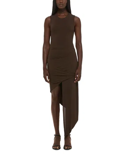 Helmut Lang Twisted Drape Dress In Brown