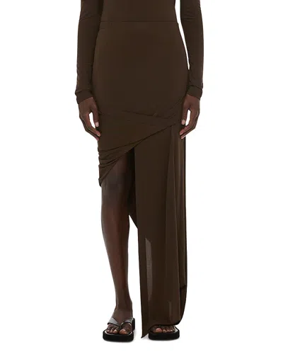 Helmut Lang Twist Drape Skirt In Brown