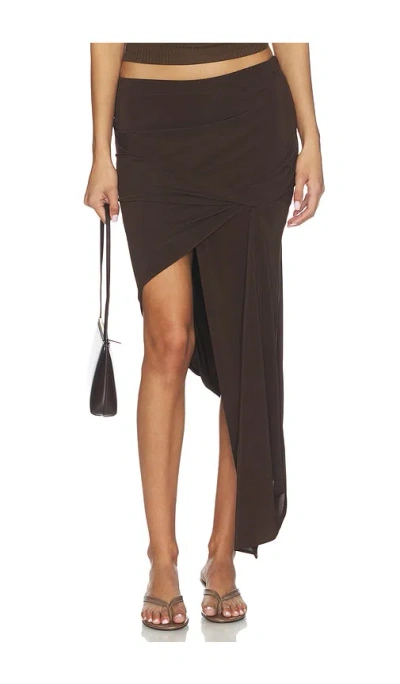 Helmut Lang Twist Drape Skirt In Brown