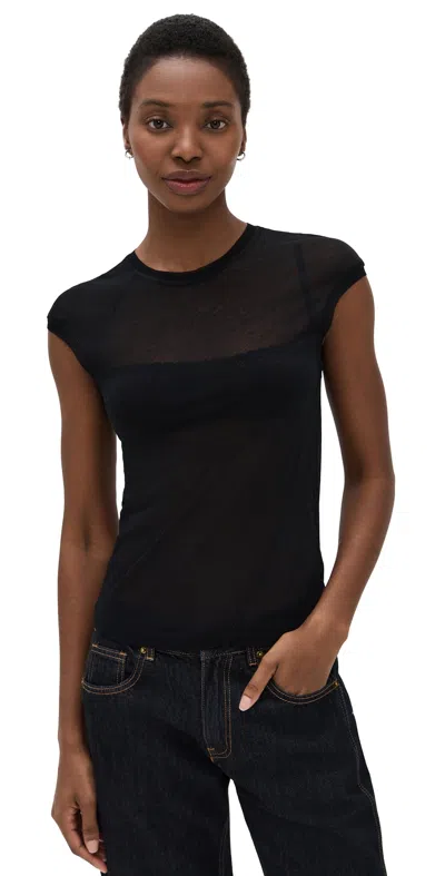 Helmut Lang Twisted Crop Crew Tee Black