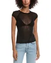 Helmut Lang Twisted Crop Sheer Top In Black