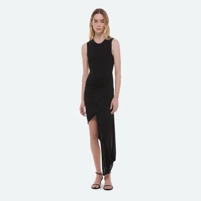 Helmut Lang Twist Drape Asymmetric Hem Dress In Multi