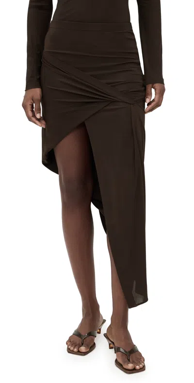 Helmut Lang Twisted Drape Skirt Bistre