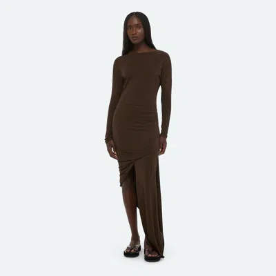 Helmut Lang Twisted Drape Skirt In Brown