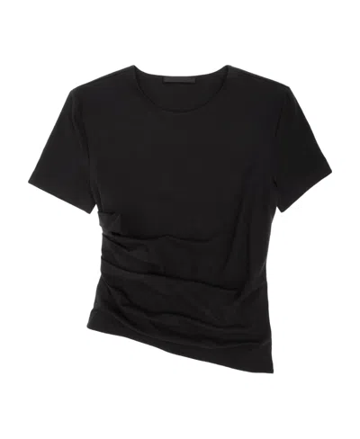Helmut Lang Twisted Gathered Asymmetric T-shirt In Black