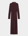 Helmut Lang Twisted Long-sleeve Shirtdress In Burgundy