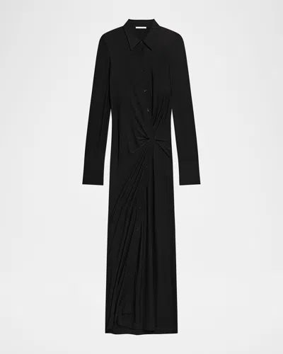 Helmut Lang Twisted Long-sleeve Shirtdress In Black