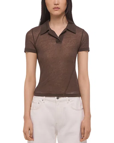 Helmut Lang Twisted Polo Zerosca Top In Brown
