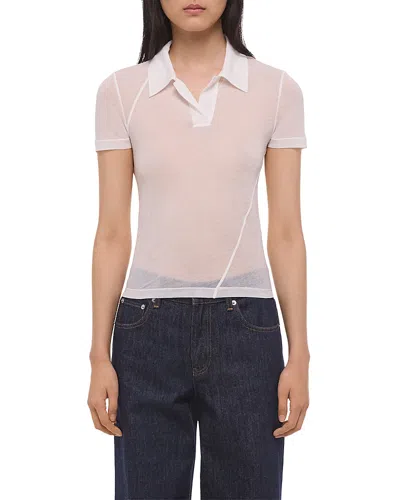 Helmut Lang Twisted Polo Zerosca Top In White