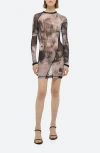 Helmut Lang Scribble Twisted Dress In Black Multi