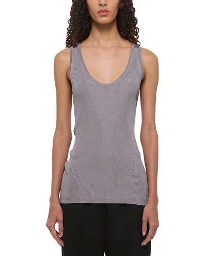 Helmut Lang Twisted Ribbed Tank Top In Grey Lavender