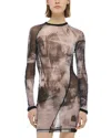 Helmut Lang Scribble Twisted Dress In Black Multi