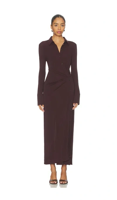 Helmut Lang Twisted Shirt Dress In Brown