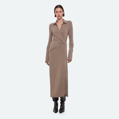 Helmut Lang Twisted Shirt Dress In Fallen Rock