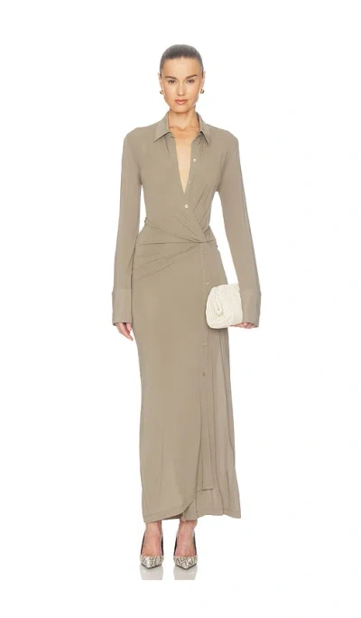 Helmut Lang Twisted Shirt Dress In Fallen Rock