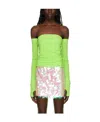 Helmut Lang Off-the-shoulder Convertible Stretch-crepe Top In Green