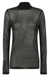 Helmut Lang Two Way Sheer Turtleneck Top In Black