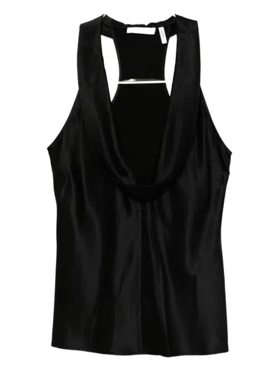 Helmut Lang U-neck Silk Top In Black
