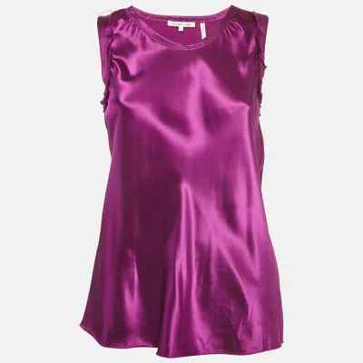 Helmut Lang Ultra Violet Satin Raw Detail Sleeveless Top In Burgundy
