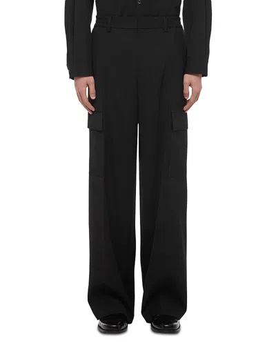 Helmut Lang Utility Relaxed Fit Wide Leg Wool Pants In Black
