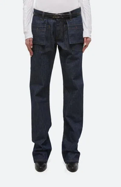 Helmut Lang Utility Straight Leg Jeans In Raw Indgo