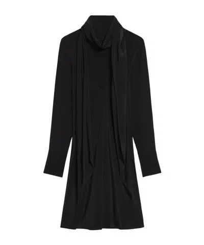 Helmut Lang V-neck Silk Mini Dress In Black