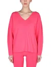 Helmut Lang V-neck Jumper In Pink