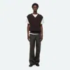 Helmut Lang Ribbed V-neck Sweater Vest In Brown