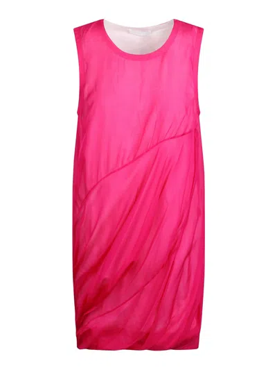Helmut Lang Silk Bubble Dress In Fuchsia