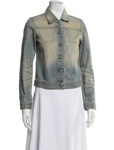 Pre-owned Helmut Lang Vintage 2000's Clean Broken Denim Jacket In Green