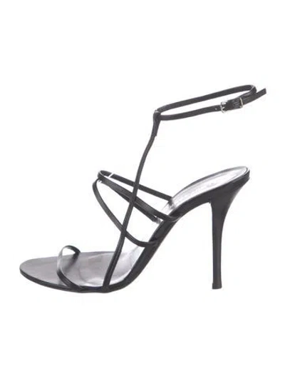 Pre-owned Helmut Lang Vintage 2000's T-strap Sandals In Black