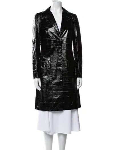 Pre-owned Helmut Lang Vintage 2002 Eel Skin Coat In Black