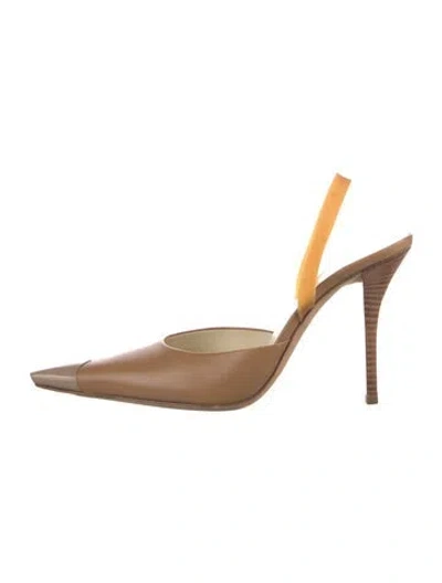Pre-owned Helmut Lang Vintage 2004 Slingback Pumps In Neutral