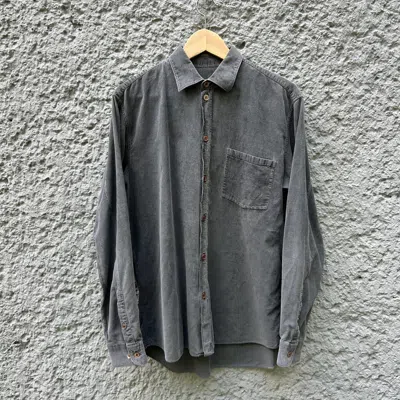 Pre-owned Helmut Lang Vintage Archive  Gray Corduroy Shirt Button Up