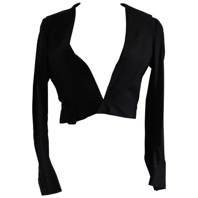 Pre-owned Helmut Lang Vintage Black Cotton Bolero Jacket Women's Size 40 Italy