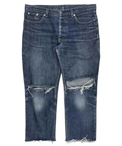 Pre-owned Helmut Lang Vintage Distressed Crop Denim Jeans In Blue