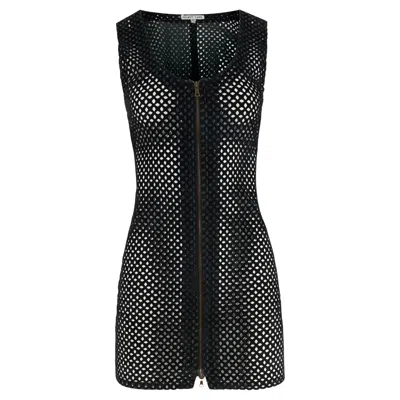 Pre-owned Helmut Lang Vintage  F/w 1991 Perforated Zipped Mini Dress In Black