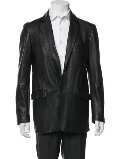 Pre-owned Helmut Lang Vintage Leather Moto Jacket In Black