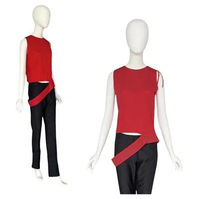 Pre-owned Helmut Lang Vintage Spring Summer 1997 Documented Runway Red Cotton Belted Top