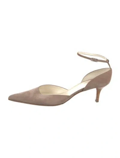 Pre-owned Helmut Lang Vintage Suede D'orsay Pumps In Neutral