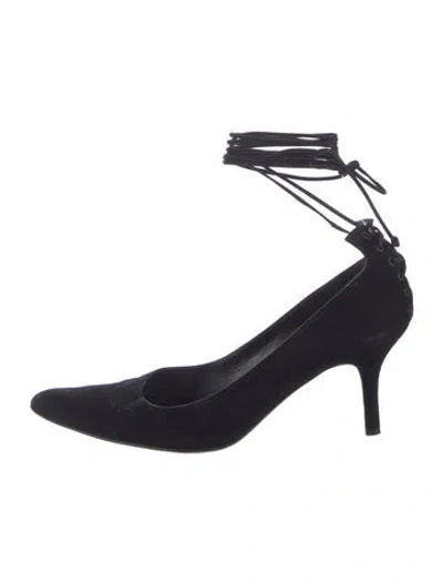 Pre-owned Helmut Lang Vintage Suede Pumps In Black
