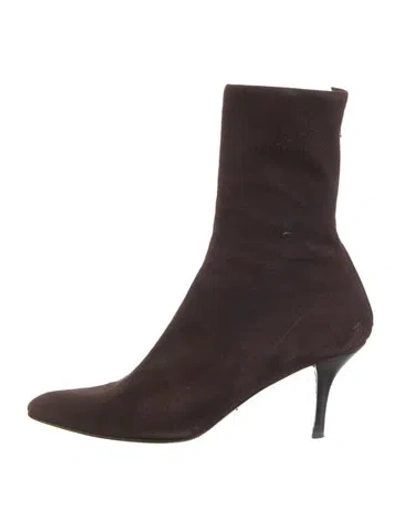 Pre-owned Helmut Lang Vintage Suede Sock Boots In Brown
