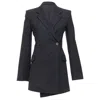 Helmut Lang Virgin Wool Blend Twill Flare Long Blazer In Black