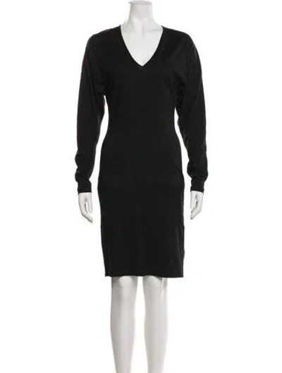 Pre-owned Helmut Lang Virgin Wool Knee-length Dress In Black